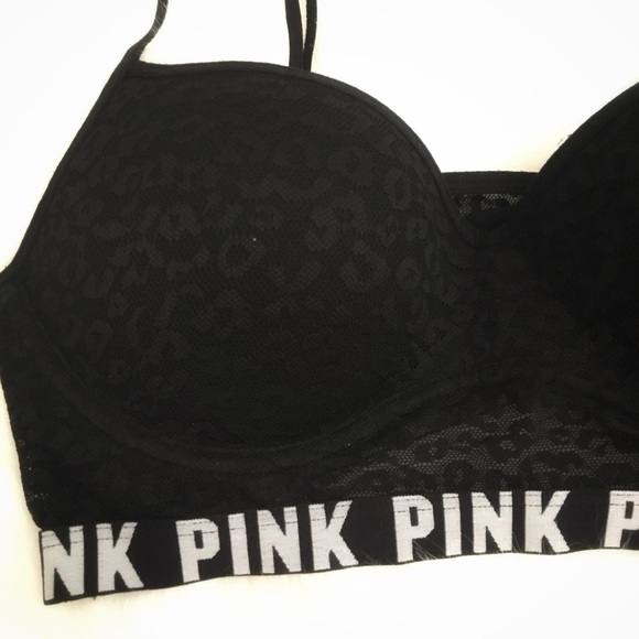 PINK Victoria’s Secret Black Lace Leopard-Print Bralette - Picture 3 of 3